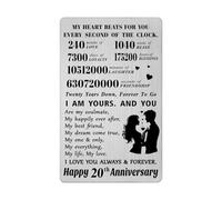 20th Anniversary Card Gifts - 20 Year Wedding Anniversary Romantic Gifts for Him Husband - 20 Years Anniversary Wallet Card Presents for Husband Wife