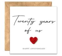 20th Anniversary Card with Knitted Red Heart, Custom China Wedding Card for Couple Husband Wife Mum Dad