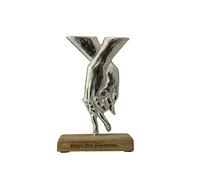 20th Anniversary Holding Hands Decoration - Free Standing Rustic Metal & Wooden Decoration (hsshands20)