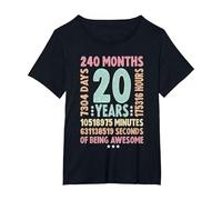 20th Birthday 20 Years Old Vintage Retro - 20 yr Old T-Shirt, Women's Plus, Black, 6X