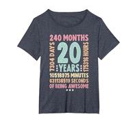 20th Birthday 20 Years Old Vintage Retro - 20 yr Old T-Shirt, Women's Plus, Heather Blue, 2X