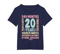 20th Birthday 20 Years Old Vintage Retro - 20 yr Old T-Shirt, Women's Plus, Navy Blue, 2X