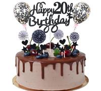 20th Birthday Cake Topper - Man & Woman, Black