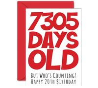 20th Birthday Card for Men Women Him Her - 7305 Days Old - Funny Adult Happy Birthday Card for Brother Sister Son Daughter Cousin, A5 Humour Joke Greeting Cards