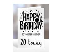 20th birthday card for Step Brother, gifts for girl, girls, boy, boys, gift, presents, female, male, him, her, men, women, Happy birthday to you, 20 years old today, A5-275_212