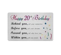 20th Birthday Card Gifts for Women Men - Happy 20 Years Old Birthday Card Presents - Special Engraved 20th Birthday Wallet Card Gift