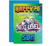20th Birthday Cards For Son - Next Level - Happy Birthday Card for 20 Year Old Man Uncle Son Nephew Grandson, A5 Bday Greeting Cards