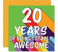 20th Birthday Cards for Men Women - Rainbow Awesome - Happy Birthday Card for 20 Year Old Man Woman Cousin Sister Uncle Daughter, 145mm Bday Greeting Cards