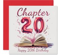 20th Birthday Cards for Women Men - Start of Another Chapter - Happy Birthday Card for 20 Year Old Woman Man Cousin Sister Uncle Daughter, 145mm Bday Greeting Cards