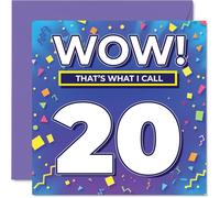 20th Birthday Cards for Women and Men, WOW Thats What I Call