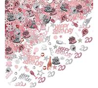20th Birthday Decorative Confetti Probuk 20g Pink and Silver Birthday Decorative Confetti, Shiny Multi-Coloured Scatter Confetti for Table Decorations, Gift Bags, Invitations, Cake Stands