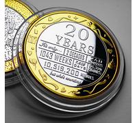 20th Birthday Dual Metal Silver & 24ct Gold Commemorative in Capsule. Gift/Present Celebrating 20 Years Son/Daughter Grandson/Granddaughter