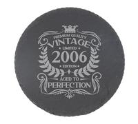 20th Birthday Gift for Men Vintage 2006 Aged to Perfection Engraved Slate Coaster Present for 20 Year Old Etched Natural Slate Placemat (Round Slate)