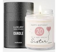 20th Birthday Gifts for Sister - Luxury Soy Wax Candle - Vanilla, Jasmine, Sugared Almond - Makester