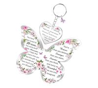 20th Birthday Gifts for Women Butterfly Acrylic Plaque Keychains Set Daughter Sister Niece Cousin Personalised Inspirate Keyring Bestie Girlfriend Keepsake Birthday Present Idea for Her Key Chain Tag