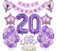 20th birthday man decoration 20th birthday women cake decoration gift for 20th birthday women purple birthday 20 man 20 years birthday deco balloon 20th birthday 20 years women birthday deco