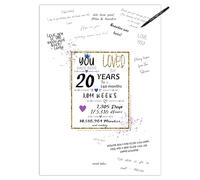 20th Birthday Party Guest Book Poster - Table Centerpiece Decoration Banner for Women or Men Turning 20 years old - Sweet Guest Book Alternative - Size A3 Art Anniversary Keepsake Sign for Wishes