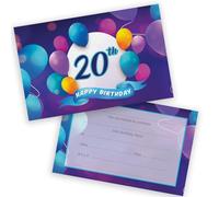 20th Birthday Party Invitations Men Women - Happy Balloons 20 Pack - Adults Birthday Invitations for Friends Family A6 Bday Party Invites Invitation Cards with Folding Envelopes