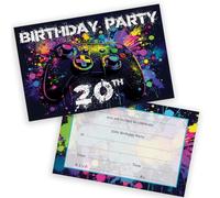 20th Birthday Party Invitations Men Women - Video Gamer Gaming 36 Pack - Adults Birthday Invitations for Friends Family A6 Bday Party Invites Invitation Cards with Folding Envelopes