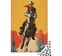 20th Century Cowboy Wearing A Bandana Riding A Horse Jigsaw Puzzles Challenge Toy Educational Games Home Decoration for Adults& Teenager Age 14 Years Up 38x26cm/1000pcs