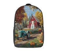 20th Century Red Barn Backpack for School Kids Elementary Middle Travel Bag Vintage TractorBoys Girls Lightweight Schoolbag 17inch