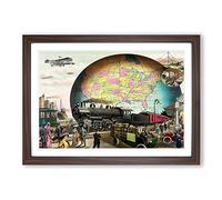 20th Century Transportation Framed Print | A2 Walnut Framed Wall Art | Ready to Hang | Modern Nature Picture | Living Room Bedroom Lounge Office