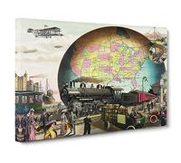 20th Century Transportation Vintage Advertisement Canvas Wall Art Print Ready to Hang, Framed Picture for Living Room Bedroom Home Office Décor, 20x14 Inch (50x35 cm)