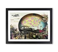 20th Century Transportation Vintage Advertisement Framed Wall Art Print, Ready to Hang Picture for Living Room Bedroom Home Office Décor, Black A2 (64 x 46 cm)