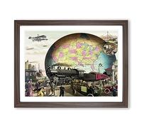 20th Century Transportation Vintage Advertisement Framed Wall Art Print, Ready to Hang Picture for Living Room Bedroom Home Office Décor, Walnut A4 (34 x 25 cm)