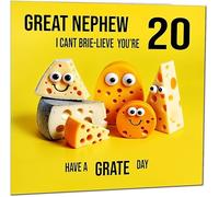 20th Great Nephew Birthday Card - Cheese Pun Funny Great Nephews Birthday Card for 20 Year old twenty twentieth