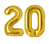20th Number 20 Balloons 20,Gold 20 Balloon 40 Inch Giant Helium Foil Number Balloons for Boys Girls 20th Birthday Party Decor Anniversary Party Decorations Supplies