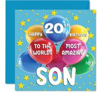 20th Son Birthday Card - World's Most Amazing Son - Happy 20th Birthday Card from Mum Dad, 145mm Age 20 Greeting Cards