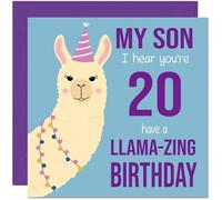 20th Sons Llama Birthday Card for Son - Llamazing - Funny Llama Birthday Card for 20 Year old twenty twentieth