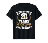 20th Wedding Anniversary 20 Years of Marriage Superpowers T-Shirt