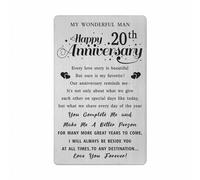 20th Wedding Anniversary Card Gifts for Him Husband, 20 Year Anniversary Card for Him, Happy 20th Anniversary Card for Husband Boyfriend, Man 20 Year Anniversary Engraved Wallet Card