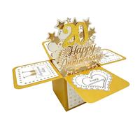 20th Wedding Anniversary Card Golden Wedding Anniversary Cards 3D Gold Happy Anniversary Pop Up Card with Envelope for Parents Couples Wife Husband 20 Year Marriage Celebration