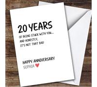 20th Wedding Anniversary Card Personalised Years Of Being Stuck With You | Custom Card Personalised Cards, For Husband, For Wife, Him, Her, Anniversary, 20th