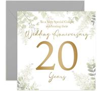 20th Wedding Anniversary Card - Twenty Year Anniversaries - Gift for Special Couple Celebrating - Twentieth Wedding Anniversary - Eucalyptus Botanical Design