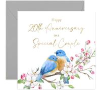 20th Wedding Anniversary Cards for Couple - Special Milestone Anniversary Cards - Gifts for Special Couple - Brother Sister in Law - Daughter and Son in law - Love Birds Gold Foil Design