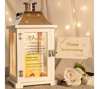 20th Wedding Anniversary Lantern, Happy 20 Years Anniversary Ideas Gift for Parents Couple Friends, Unique Marriage Keepsake Decorations for Wife Husband Him Her