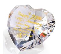 20th Wedding Anniversary Romantic Gifts for Couple Wife Husband, Heart Crystal Diamond Keepsake Etched 20 Years of Marriage Anniversary Presents for Her Him