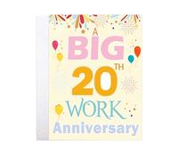 20th Work Anniversary Invitation Card (8.5 x 11 Inch) - Elegant Large Card For Work, Big Business Employee Congratulations ，Wedding, Birthday, School Reunion & Couples Includes White Envelope (yellow)