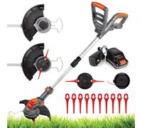 20V 2 in 1 Electric Cordless Grass Strimmer Garden Trimmer 1 Battery & 12 Blades & Spool Included Terratek Orange One Size