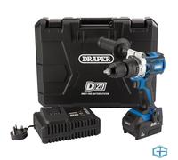 Draper 79894 D20 20V Brushless Combi Drill 1 X 4.0Ah Battery 1 X Fast Charger each