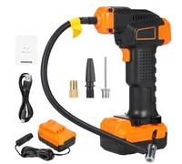 20V Cordless Tire Inflator Fast Air Compressor, 150PSI Portable Handheld Air Pump with 5 x 2000mAh Rechargeable Battery, 12V Car Power Adapter, Digital Pressure Gauge, LED Light, Auto-Off Function