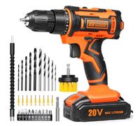 20v Drill Driver Set,Cordless Drill with Battery and Charger,LED Drill Tools Kit,25+1 Torque Setting and 43pcs Drill Bits