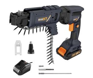 20V Drywall Screw Gun Brushless, MAXXT Cordless Lithium-Ion Brushless Self Feeding Drywall Screwdriver Autofeed 5000RPM with Collated Drywall Attachment（Included 2.0Ah Battery and Charger）