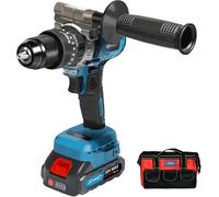 20V Max Cordless Hammer Drill, 1/2" Keyless All Metal Chuck Brushless Impact Drill, Compact Driver Drills for Metal, Wood, Thick Concrete -JOVANT (2 Batteries)