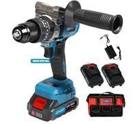 20V Max Cordless Hammer Drill, 1/2" Keyless All Metal Chuck Brushless Impact Drill, Compact Driver Drills for Metal, Wood, Thick Concrete -JOVANT (2 Batteries)