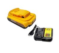 20V3000mAh Lithium-ion Battery for Power Tools, Compatible with Dewei DCB206/205/200(1PCS 3.0Ah 1 Charger)
